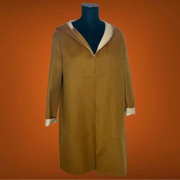 NEW Authentic HERMES Hooded Coat Jacket Zippered EU 34 Manteau Trois-Quarts - Picture 15 of 16